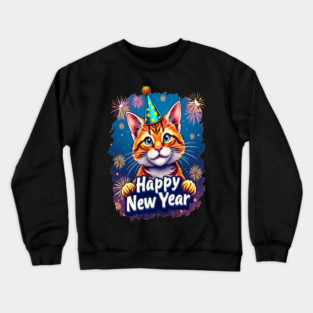 New Year's Cat Celebration Cat Owner Lovers Design Crewneck Sweatshirt