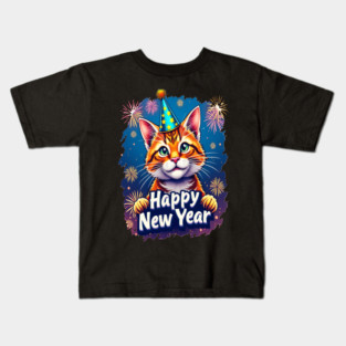 New Year's Cat Celebration Cat Owner Lovers Design Kids T-Shirt