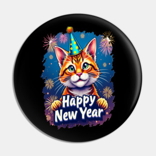 New Year's Cat Celebration Cat Owner Lovers Design Pin