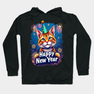 New Year's Cat Celebration Cat Owner Lovers Design Hoodie