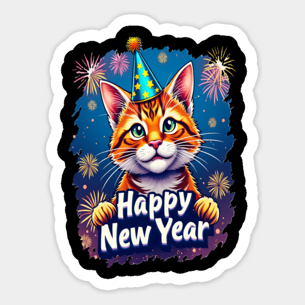 New Year's Cat Celebration Cat Owner Lovers Design Magnet by BirdsnStuff