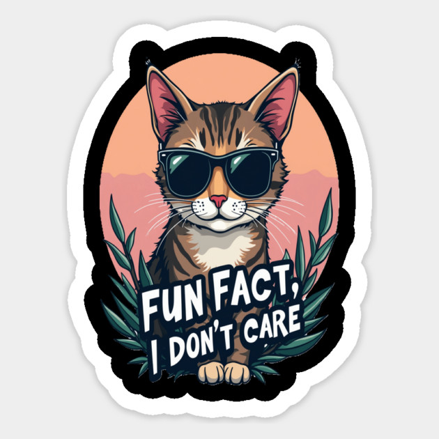 Sarcastic Cat in Sunglasses- "Fun Fact, I don't Care." Magnet by BirdsnStuff