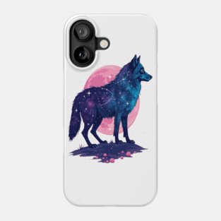 Purple Celestrial Cosmic Wolf Animal Illustration Phone Case