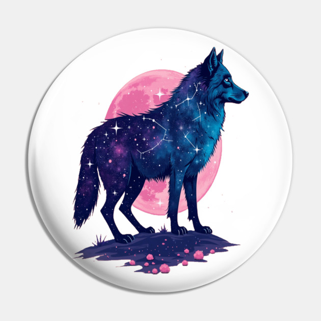 Purple Celestrial Cosmic Wolf Animal Illustration Pin by BirdsnStuff
