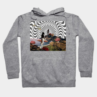 Mushroom Exploring Collage Art Hoodie