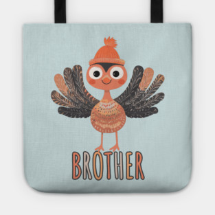 Cute Thanksgiving Brother Turkey with Beanie - Boho Style Tote