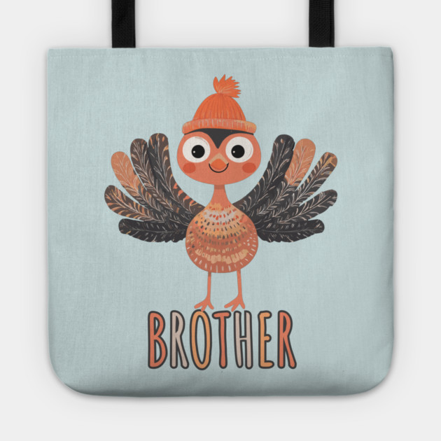 Cute Thanksgiving Brother Turkey with Beanie - Boho Style Tote by TuncGK