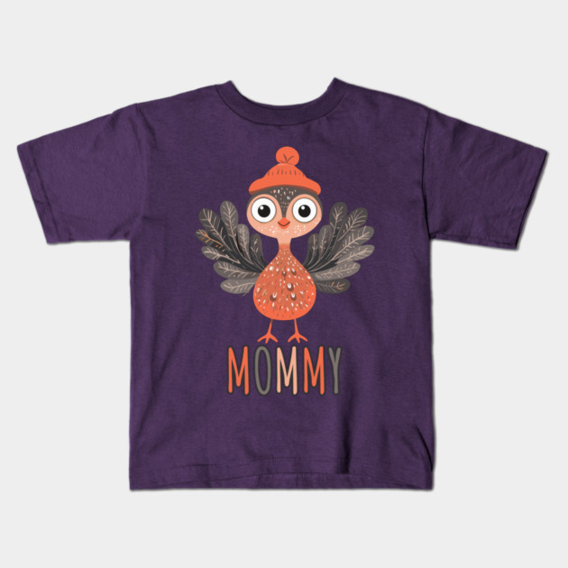 Cute Thanksgiving Mother Turkey with Hat - Boho Style Kids T-Shirt by TuncGK