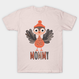 Cute Thanksgiving Mother Turkey with Hat - Boho Style T-Shirt