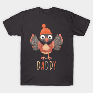 Cute Thanksgiving Daddy Turkey with Hat - Boho Style T-Shirt