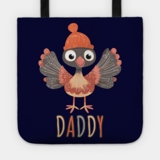 Cute Thanksgiving Daddy Turkey with Hat - Boho Style Tote