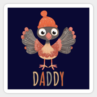Cute Thanksgiving Daddy Turkey with Hat - Boho Style Sticker