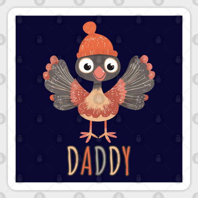 Cute Thanksgiving Daddy Turkey with Hat - Boho Style Sticker by TuncGK