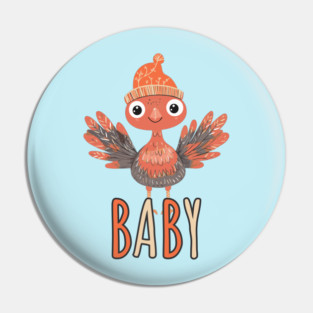 Cute Thanksgiving Baby Turkey with Beanie - Boho Style Pin