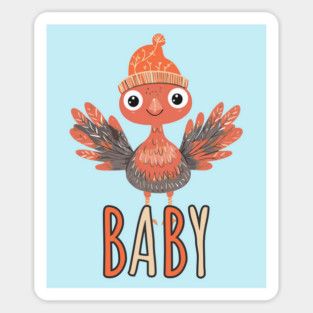Cute Thanksgiving Baby Turkey with Beanie - Boho Style Sticker