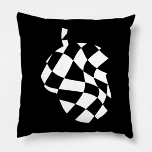 Wavy Checkerboard Acorn - Modern Black and White Design Pillow