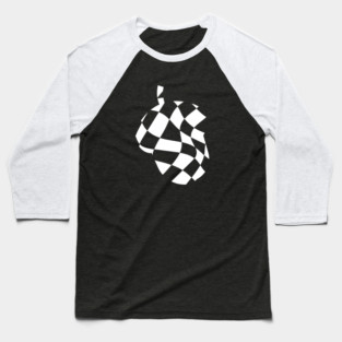 Wavy Checkerboard Acorn - Modern Black and White Design Baseball T-Shirt