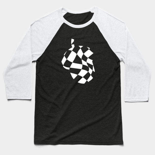 Wavy Checkerboard Acorn - Modern Black and White Design Baseball T-Shirt by TuncGK