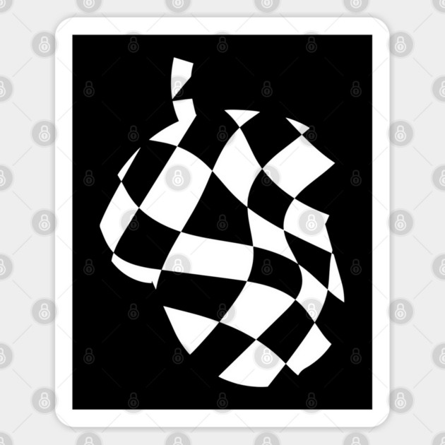 Wavy Checkerboard Acorn - Modern Black and White Design Sticker by TuncGK