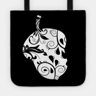 Elegant Floral Ornament Acorn - Black and White Art Tote