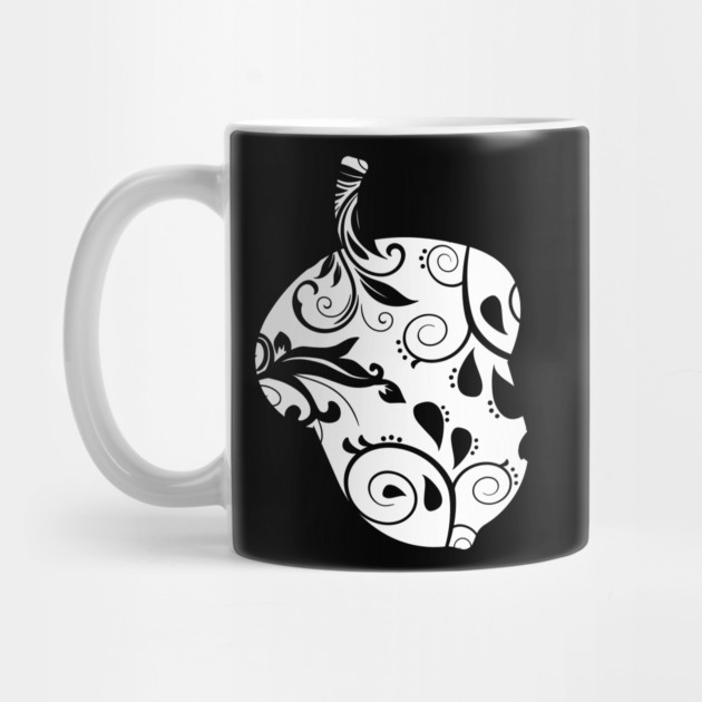 Elegant Floral Ornament Acorn - Black and White Art by TuncGK