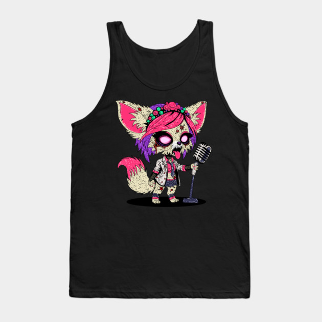 Fennec Fox 80s Pop Star Zombie Tank Top by H. R. Sinclair