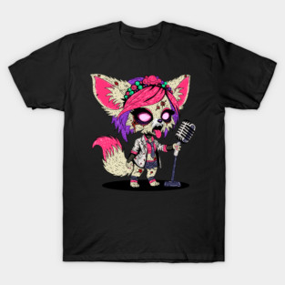 Fennec Fox 80s Pop Star Zombie T-Shirt
