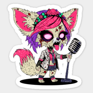 Fennec Fox 80s Pop Star Zombie Sticker