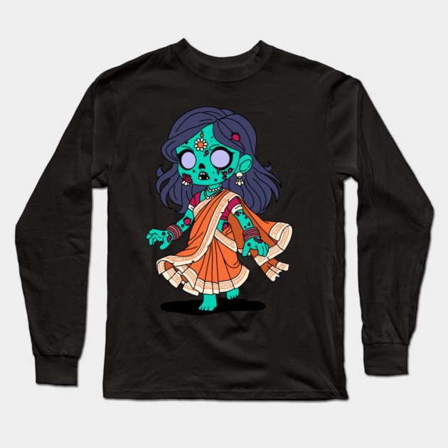 Cute Indian Zombie Long Sleeve T-Shirt by H. R. Sinclair