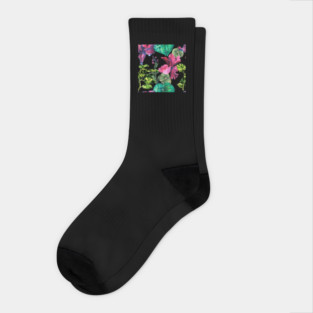Seamless tropical flower Socks