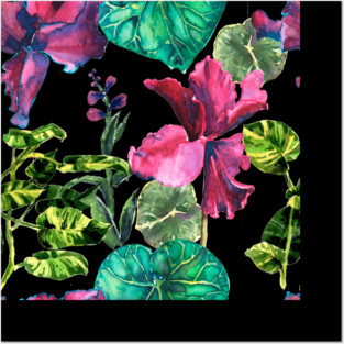 Seamless tropical flower Posters and Art