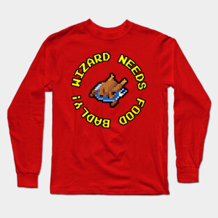 Gauntlet Arcade Game - Wizard Needs Food Badly Long Sleeve T-Shirt