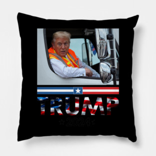Donald Trump In Garbage Truck Team Garbage For Trump 2024 Pillow
