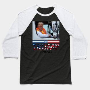 Donald Trump In Garbage Truck Team Garbage For Trump 2024 Baseball T-Shirt