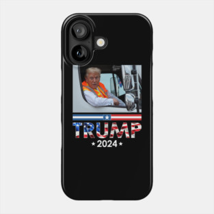 Donald Trump In Garbage Truck Team Garbage For Trump 2024 Phone Case