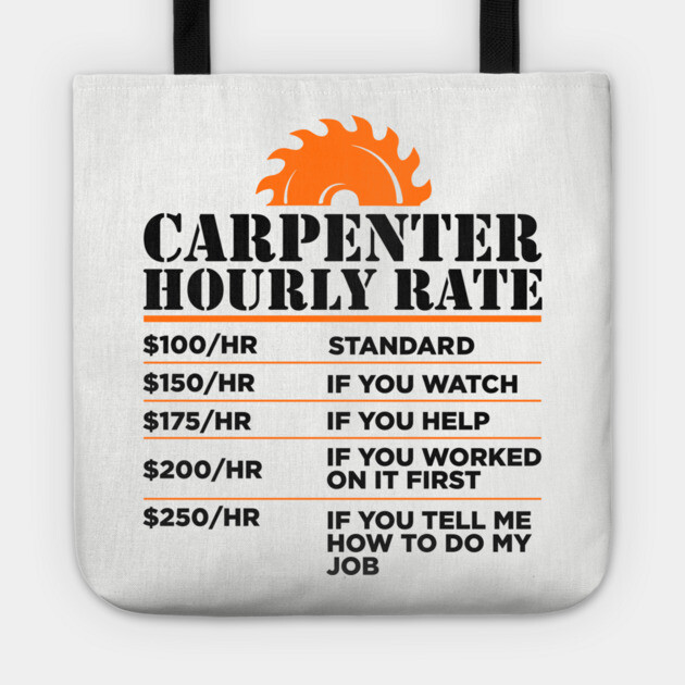 Carpenter Hourly Rate Woodworking Humor Tote by Anticorporati