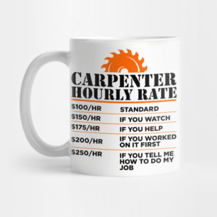 Carpenter Hourly Rate Woodworking Humor Mug