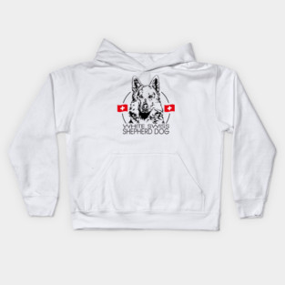 White Swiss Shepherd Dog Portrait Kids Hoodie