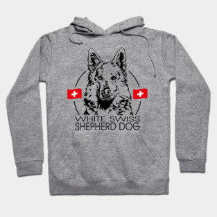 White Swiss Shepherd Dog Portrait Hoodie