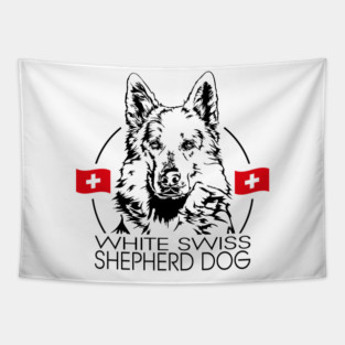 White Swiss Shepherd Dog Portrait Tapestry
