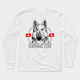 White Swiss Shepherd Dog Portrait Long Sleeve T-Shirt