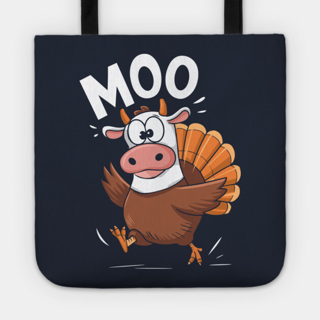 Funny Turkey Cow Moo Thanksgiving Humor Tote by Anticorporati