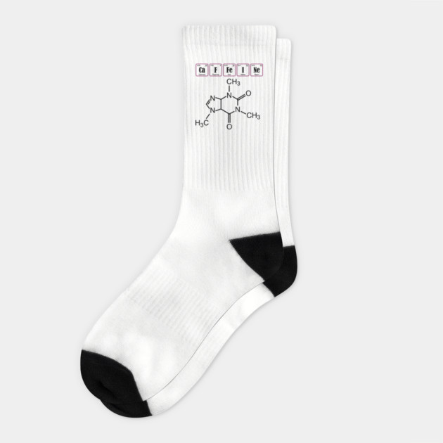Caffeine Molecule Nerd Geek Coffee Lover Socks by Anticorporati