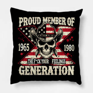 Gen X Proud Member Funny Retro USA Generation X Gen Xers Pillow