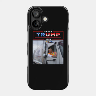 Trump-rides-in-garbage-truck Phone Case