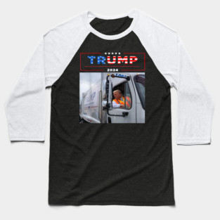 Trump-rides-in-garbage-truck Baseball T-Shirt