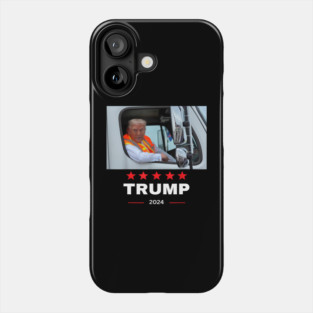 Trump-rides-in-garbage-truck Phone Case