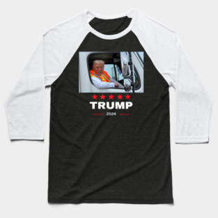 Trump-rides-in-garbage-truck Baseball T-Shirt