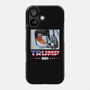 Trump-rides-in-garbage-truck Phone Case