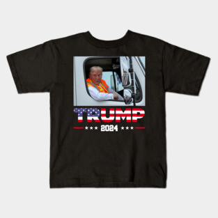 Trump-rides-in-garbage-truck Kids T-Shirt